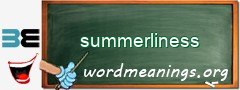 WordMeaning blackboard for summerliness